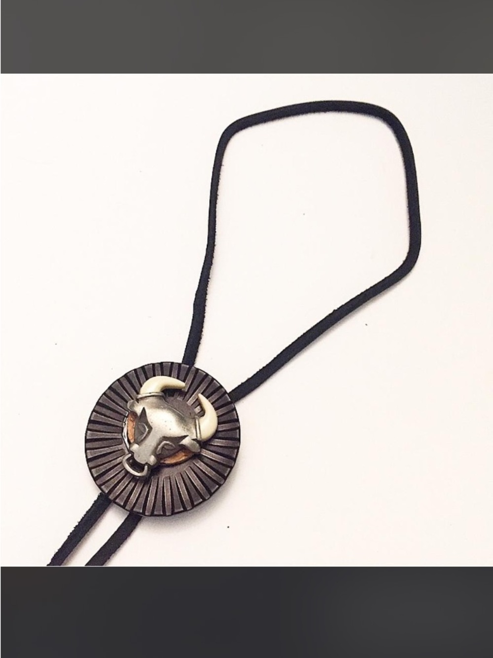 Western Bull Head Bolo Tie - Black and Silver